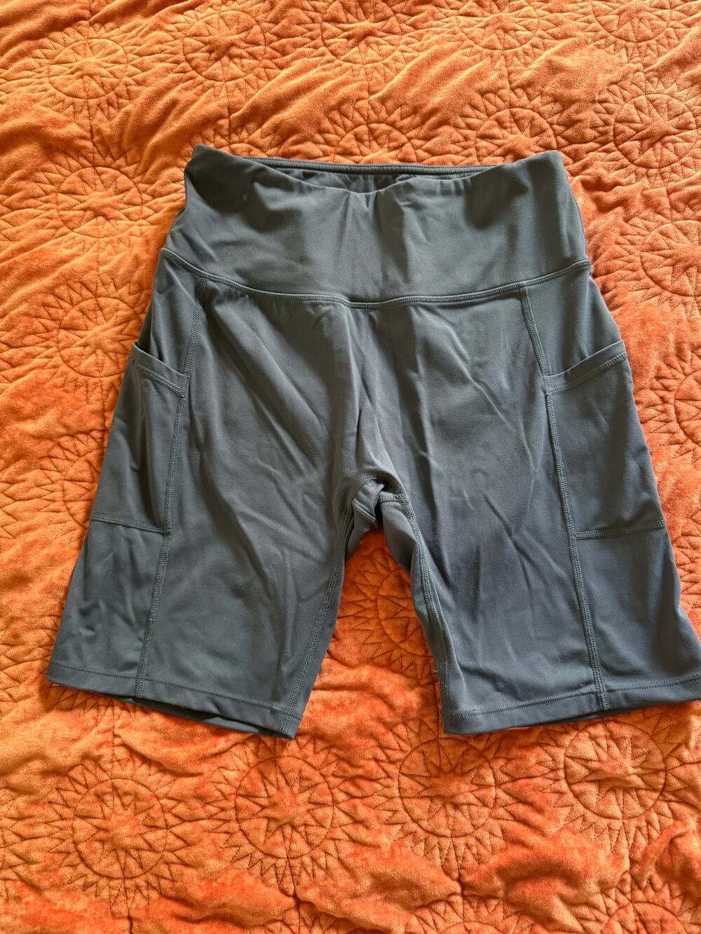 BALEAF Women's High Waisted Biker Shorts Side Pockets Gray Size Small